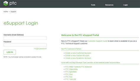 ptcshare login|ptc esupport.